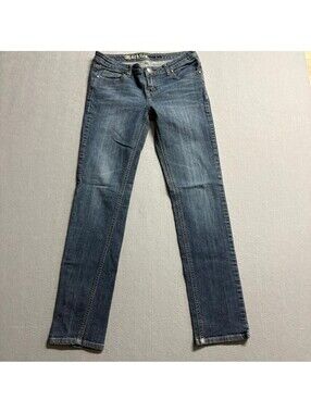 Machine Nouvelle Mode Jeans Womens Size 7 Blue Denim Straight Leg Embroidered